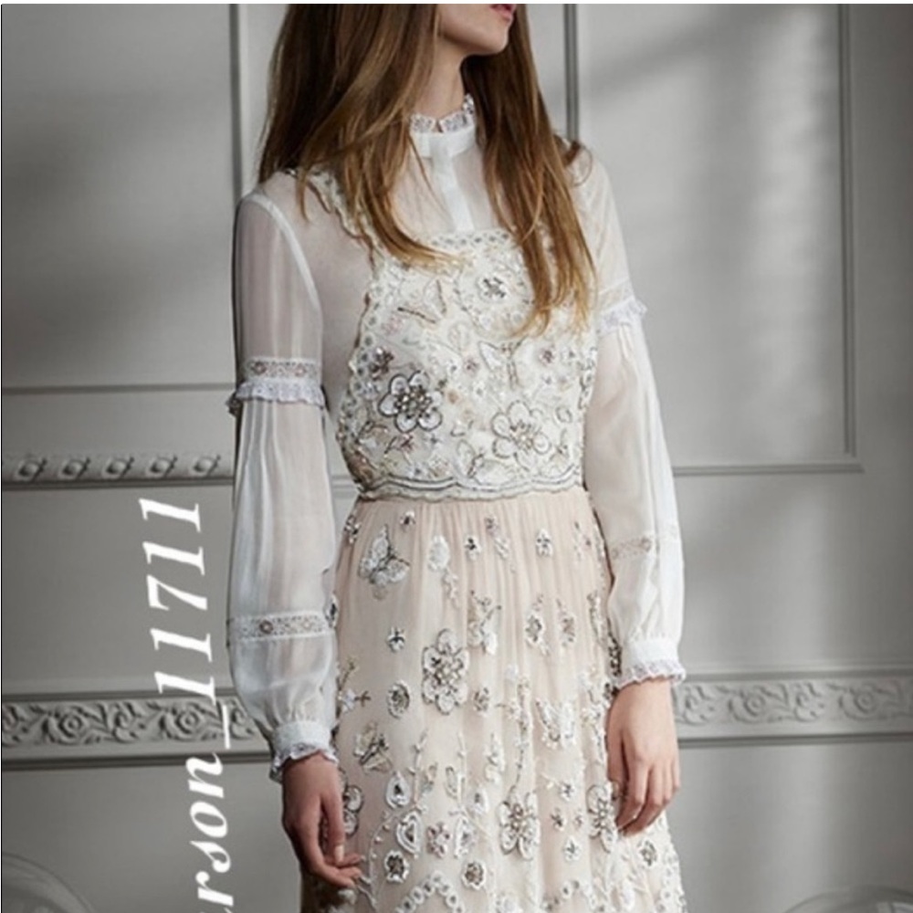 NWT Needle and Thread Pink Petal cluster bib gown xs 🦋 - Picture 7 of 16